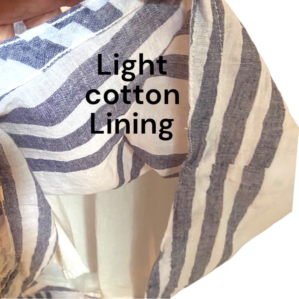 BeachLunchLounge Striped Linen Dress Grey/White XL - Picture 4 of 9